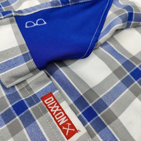 Dixxon 'Rinser' Flannel Shirt Blue Plaid Polyester Adam's Polishes Mens 4X - Picture 7 of 9